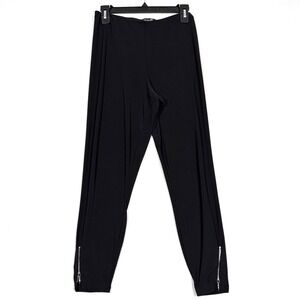 Sympli Pants Women 8 Minimalist Pull On Jersey Knit Zip Ankle Crop Black Stretch